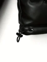 Women's Quilted Genuine Leather Puffer Jacket Winter Stand Collar Jackets - Image 6