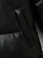 Women's Quilted Genuine Leather Puffer Jacket Winter Stand Collar Jackets - Image 4