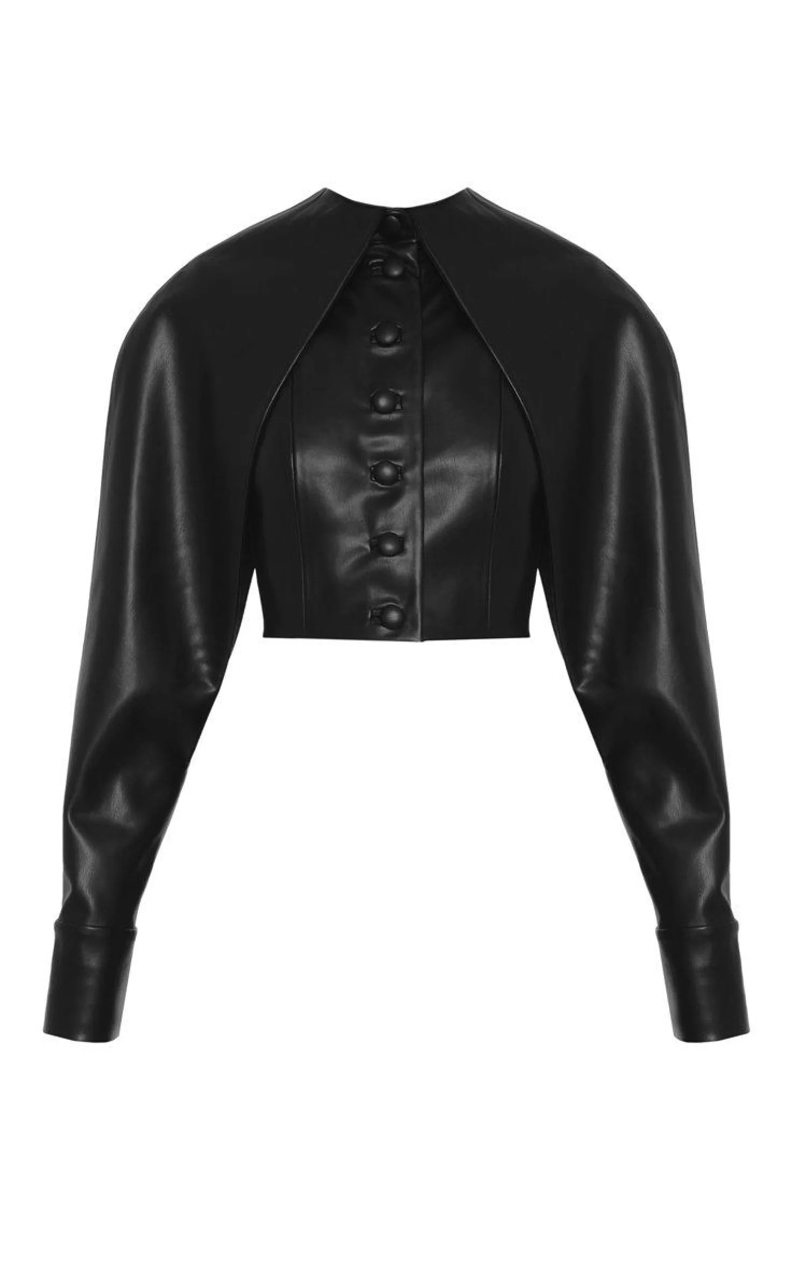 Black Faux Leather Cropped Jacket for Women Slim Fit Long Sleeve Moto Coat Black Faux Leather Cropped Jacket for Women Slim Fit Long Sleeve Moto Coat