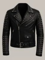 Black Leather Studded Wolf Jacket Biker Punk Gothic Style