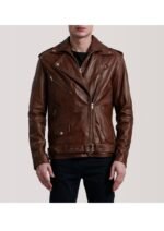 Vintage Inspired Waxed Brown Leather Motorcycle Jacket