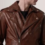 Vintage Inspired Waxed Brown Leather Motorcycle Jacket - Image 2