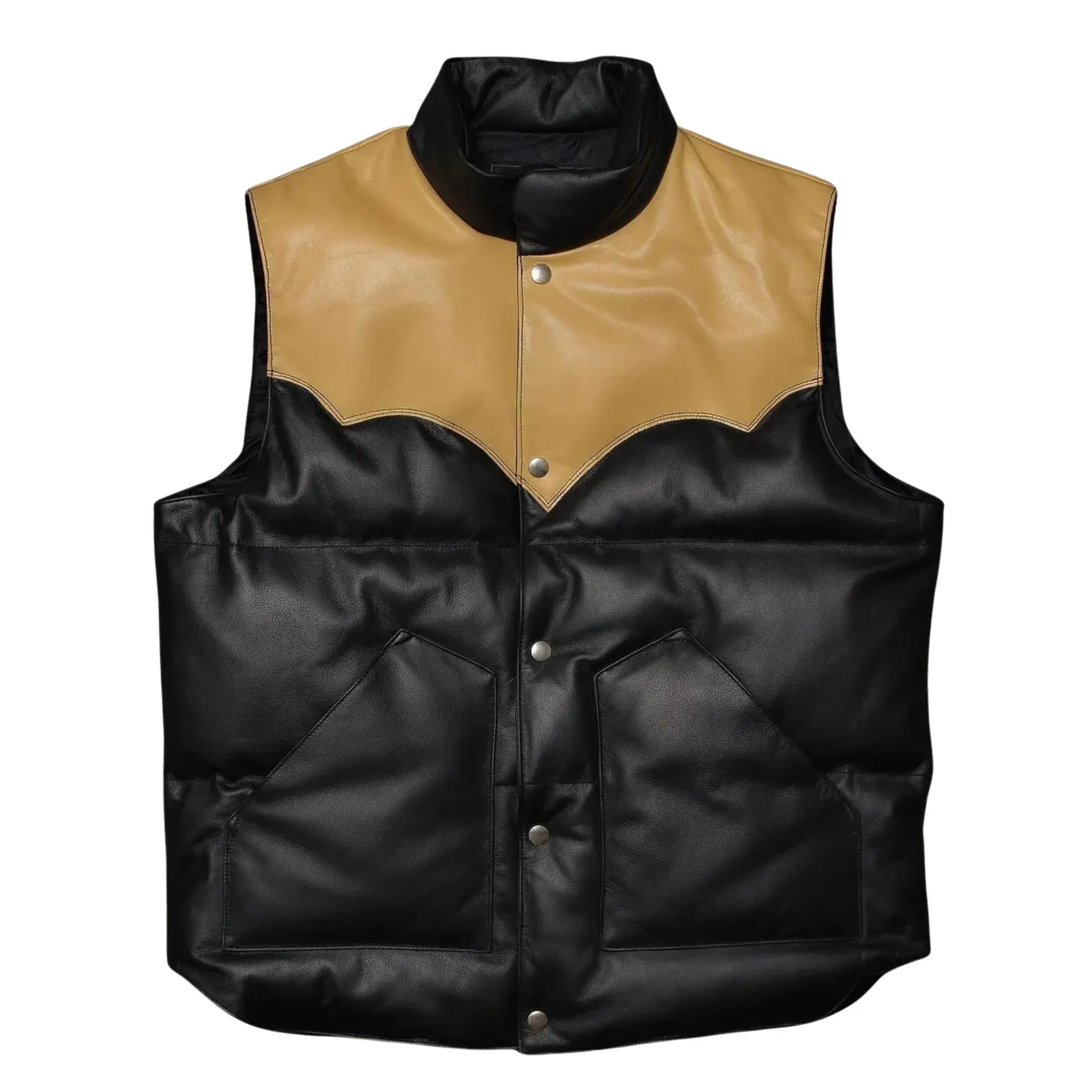 Men's Puffer Vest Genuine Lambskin Leather Quilted Padded Vest Dual Color Men's Puffer Vest Genuine Lambskin Leather Quilted Padded Vest Dual Color