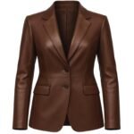 Women’s Genuine Sheep Leather Blazer Structured Long-Sleeved Leather Blazer - Image 3