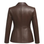 Women’s Genuine Sheep Leather Blazer Structured Long-Sleeved Leather Blazer