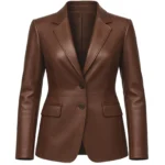 Women’s Genuine Sheep Leather Blazer Structured Long-Sleeved Leather Blazer
