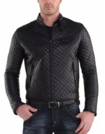 Men's new Fully Hand Made quilted Genuine leather jacket - Image 2
