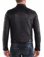 Men's new Fully Hand Made quilted Genuine leather jacket
