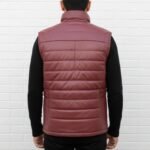 Handmade Lambskin Leather Puffer Vest Quilted Down Winter Gilet