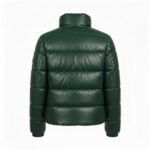 Women’s Green Real Leather Puffer Jacket Quilted Sheepskin Winter Coat