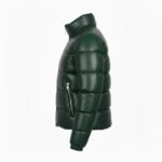Women’s Green Real Leather Puffer Jacket Quilted Sheepskin Winter Coat - Image 2