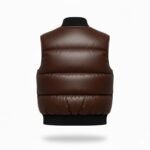 Men's Brown Lambskin Leather Puffer Vest Quilted Sleeveless Winter Gilet