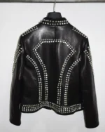 Women's Black Leather Studded/Rhinestone Biker Jacket