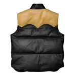 Men's Puffer Vest Genuine Lambskin Leather Quilted Padded Vest Dual Color