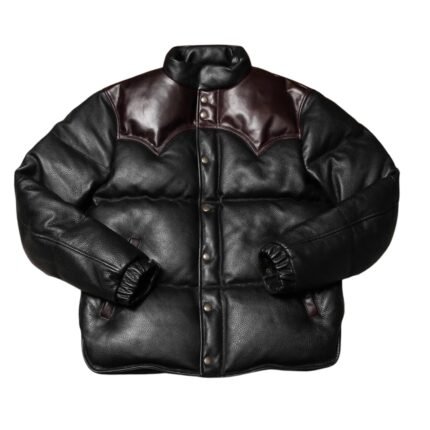 Men's Puffer Jacket Genuine Lambskin Leather Quilted Padded Vest Dual Color