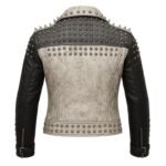 Handmade Studded Cowhide Leather Biker Jacket Punk Moto Jacket
