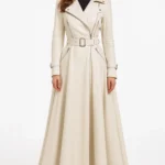 Off-White Genuine Leather Trench Coat Flared Long Coat