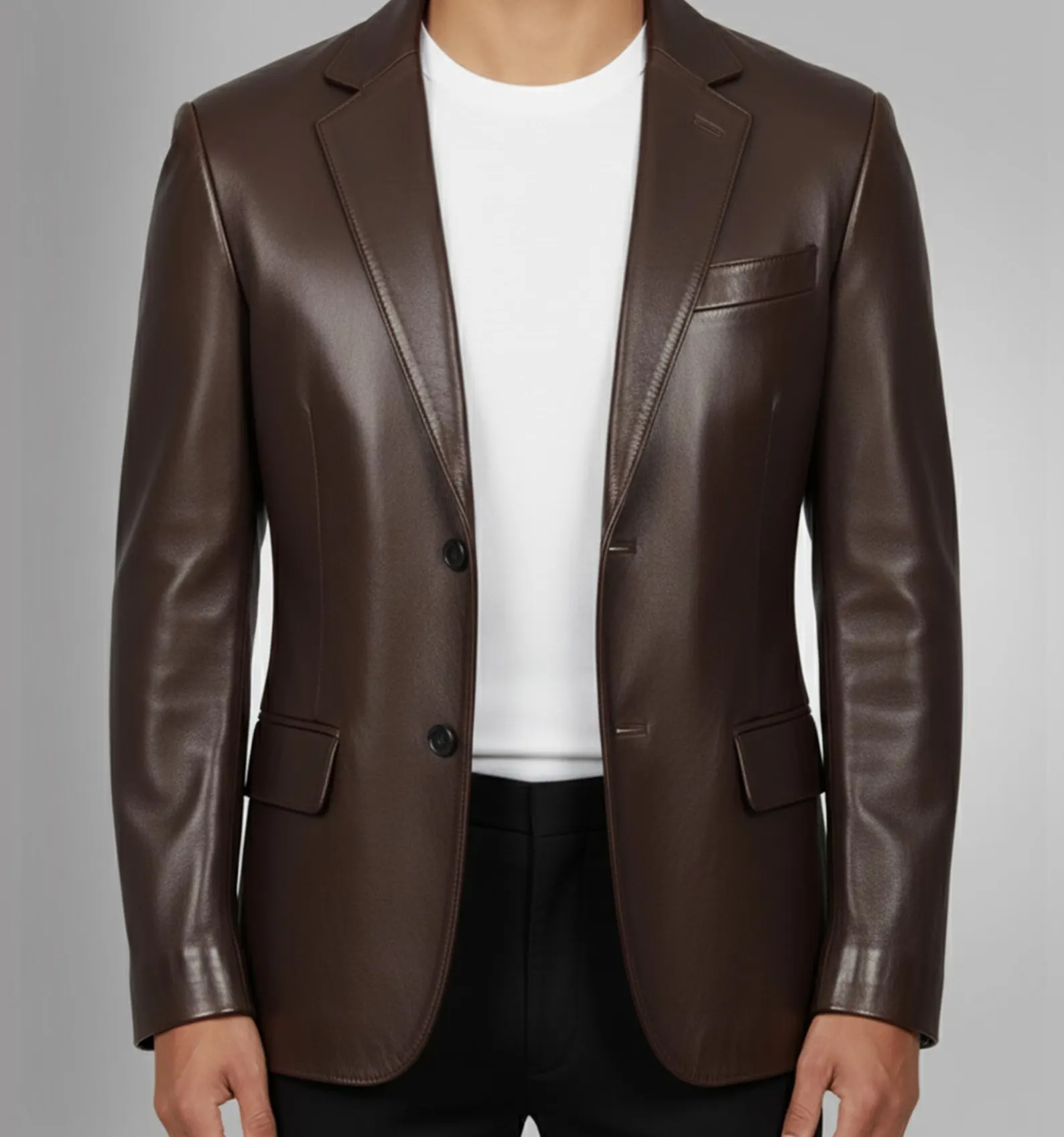 Mens Handmade Dark Brown Leather Blazer Mens Handmade Dark Brown Leather Blazer