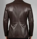 Mens Handmade Dark Brown Leather Blazer