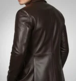 Mens Handmade Dark Brown Leather Blazer - Image 4