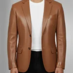 Mens Handmade Tan colored Leather Blazer