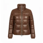 Women’s Real Sheepskin Leather Puffer Jacket Vintage Bomber Winter Coat