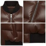 Men's Brown Lambskin Leather Puffer Vest Quilted Sleeveless Winter Gilet - Image 2