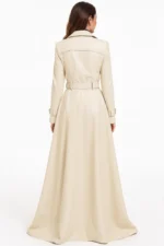 Off-White Genuine Leather Trench Coat Flared Long Coat - Image 7