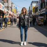 Floral Embroidered Leather Jacket Rocker Biker Style Jacket