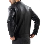 Black Mens Pure Sheep Leather Zipper Front Pockets Jacket