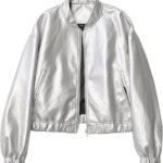 Womens Faux Leather Jacket Long Sleeve Zip Up Casual Bomber Motorcycle Biker Jacket