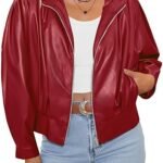 Shiny Red Zip Up Bomber Jacket