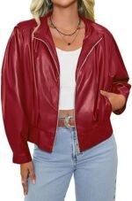 Shiny Red Zip Up Bomber Jacket