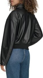 womens Faux Leather Bomber With Laydown Collar - Image 5