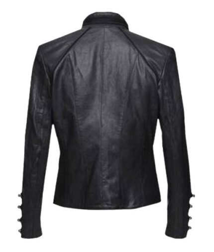 Womens Black Military Leather Jacket