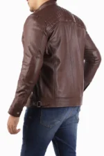 Men's Casual Signature Diamond Lambskin Leather Jacket Brown