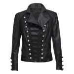 Womens Black Military Leather Jacket