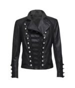 Womens Black Military Leather Jacket