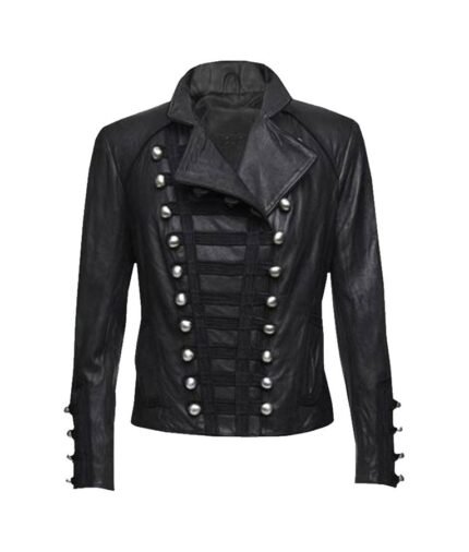 Womens Black Military Leather Jacket
