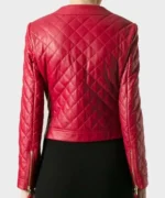 Womens Quilted Red Leather Jacket