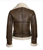 Women's Aviator Leather Jacket Vintage Shearling Flight Bomber Coat