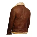 Men's Handmade Brown Shearling Leather Aviator Bomber Jacket
