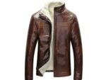 Handmade Brown Sheepskin Leather Aviator Bomber Jacket
