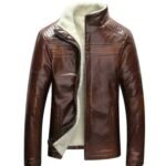 Handmade Brown Sheepskin Leather Aviator Bomber Jacket