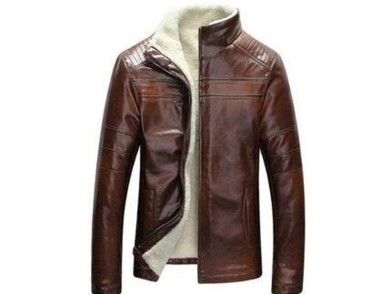 Handmade Brown Sheepskin Leather Aviator Bomber Jacket