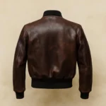 Women's Cropped Brown Leather Bomber Jacket Stylish and Casual
