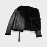 Women's Black Sheepskin Leather Biker Jacket Artificial Fur Lined Winter Aviator Style - Image 2