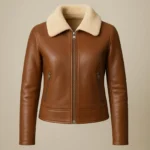 Handmade Cognac Brown Leather Aviator Jacket