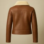 Handmade Cognac Brown Leather Aviator Jacket