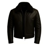 Genuine Leather Aviator Bomber Jacket for Men Black Fur Collar Design